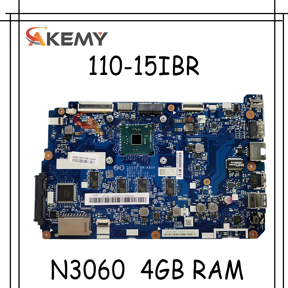 

Материнская плата для ноутбука LENOVO Ideapad 110-15IBR N3060, системная плата NM-A804 SR2KN с 4 Гб оперативной памяти DDR3