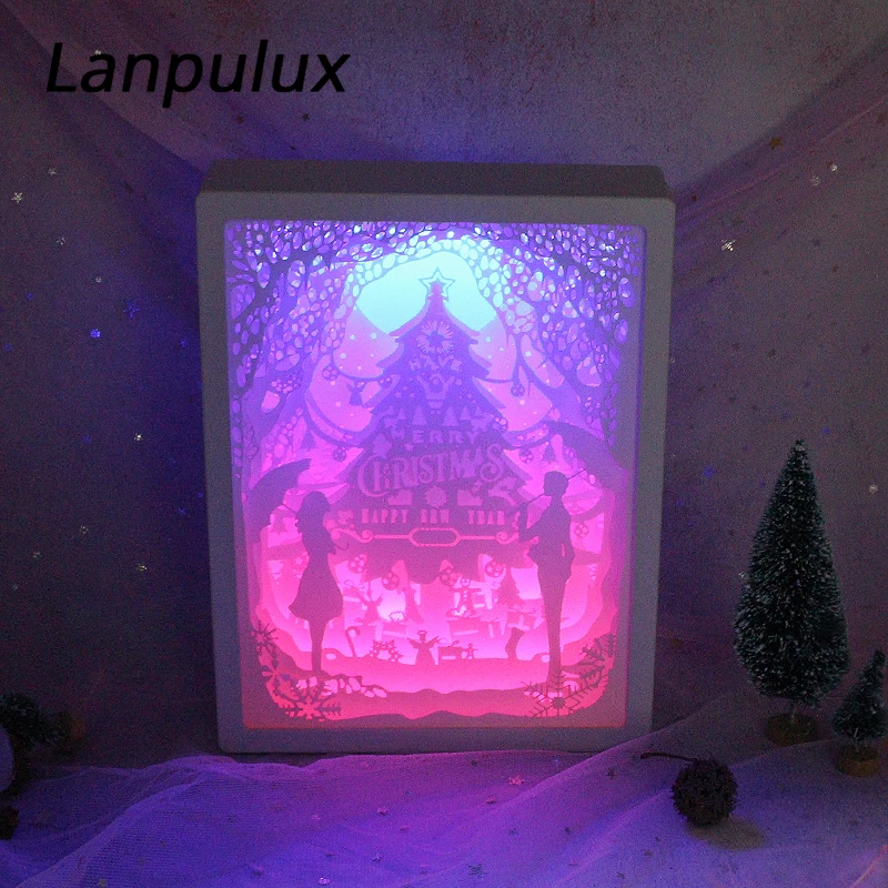 Lanpulux бумажный резной Ночной светильник DIY ручной работы 3D Бумажная скульптура лампа креативный Декор для спальни подарок на Рождество, Хэллоуин
