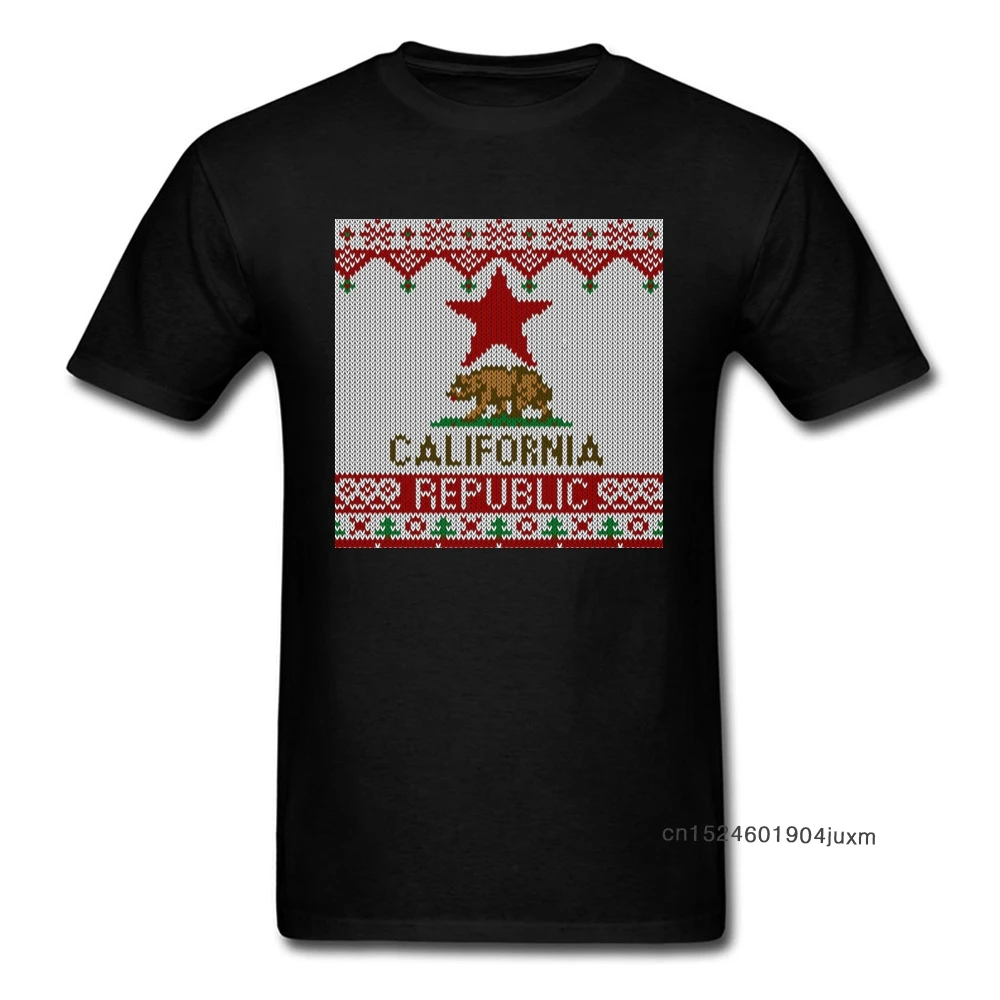 Мужская футболка футболки с принтом флага штата Калифорния Рождественская для