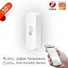 Датчик температуры и влажности Tuya Zigbee, комнатный гигрометр, термометр с поддержкой Alexa Google Assistant, приложение для умного дома