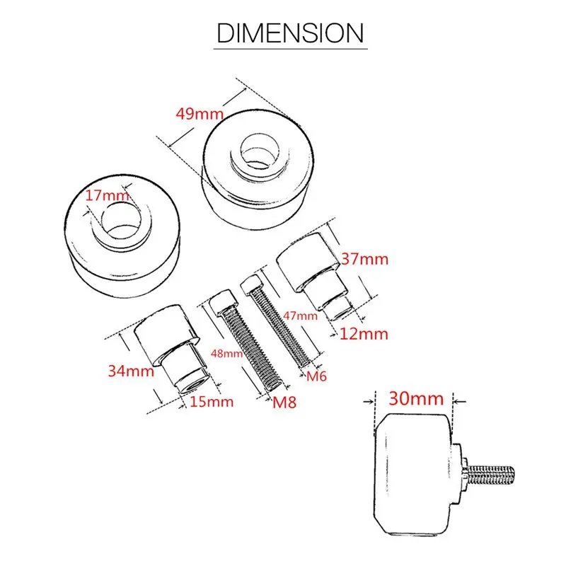 

Hot Motorcycle Frame Slider For Duke 125 200 390 Front and Rear Fork Wheel Frame Slider Crash Pads Falling Protection
