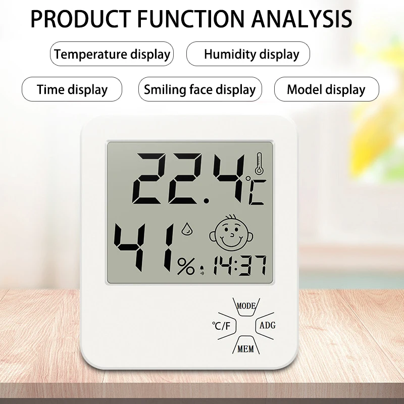 digital thermohygrometer temperature humidity clock lcd electronic thermometer hydrometer meter with stand humidity gauge free global shipping
