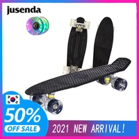 jusenda skateboard 22in childrens scooter penny board mini longboard banana pastel skate board flashing wheels truck bearings