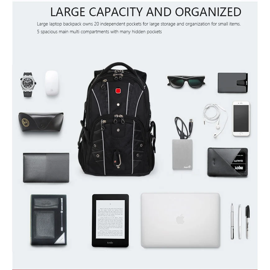 Рюкзак для ноутбука 17 дюймов с USB портом зарядки и защитой от кражи|multifunction