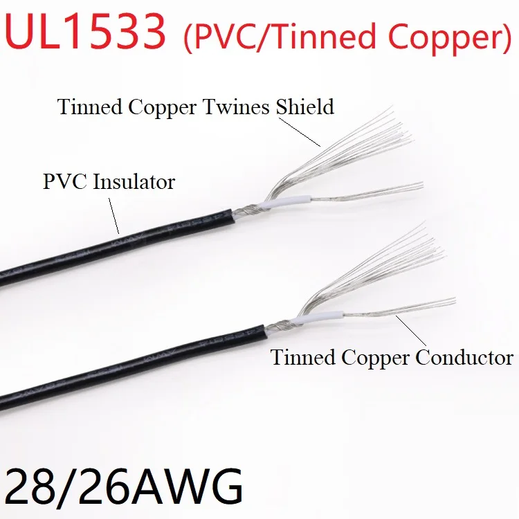 UL1533 Shielded Wire 28AWG 26AWG Single Core Audio Channel Signal Cable Amplifier Electric Copper Line PVC Insulated Black | Обустройство