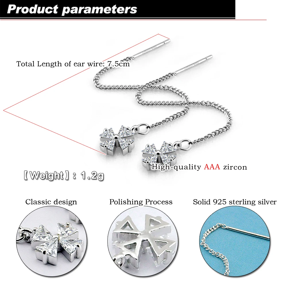 Новое поступление! Однотонные серьги из серебра 925 пробы модные женские Висячие