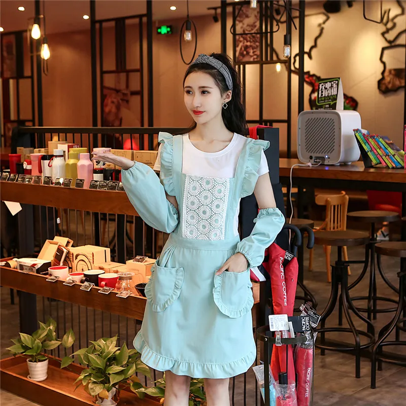 Корейский модный утепленный хлопковый фартук для кухни ресторана молочного чая