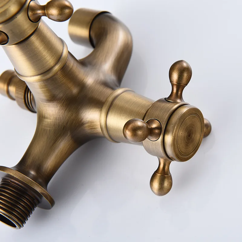 

High quality total brass brushed double using washing machine faucet bathroom corner faucet tap garden outdoor mixer