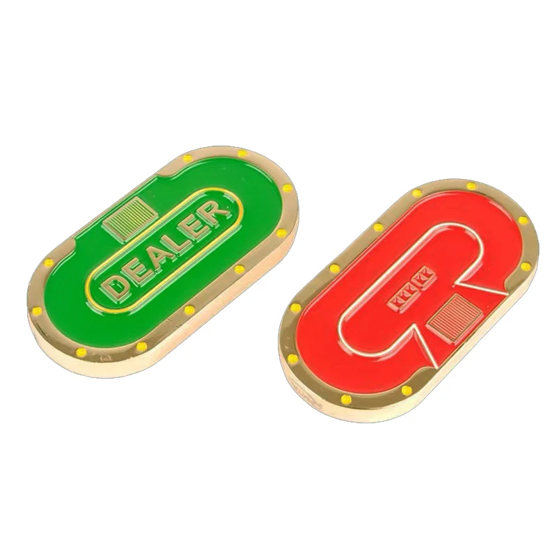 

Poker Table Shape Ellipse Dealer Button Double-side Playing Card Guard Poker Accessory Made of Brass