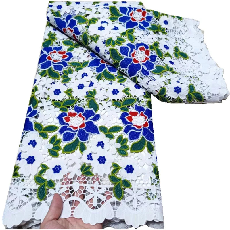 

African Net Lace Fabric 2021 High Quality Nigerian Lace Embroidery milk silk Cord Water Soluble Voile Lace For Party YY-160