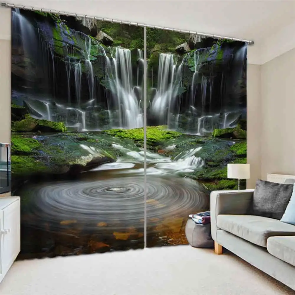 

Customize High Quality Curtain Waterfall Scenery Curtains For Living Room Bedroom Cortina Para Sala Blackout Window Decoration