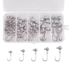 43 шт. набор неокрашенных крючков для джига, свинцовая головка джиг, острый крючок с бородкой для мягкой приманки в виде червя, окуня, форели, пресноводные приманки