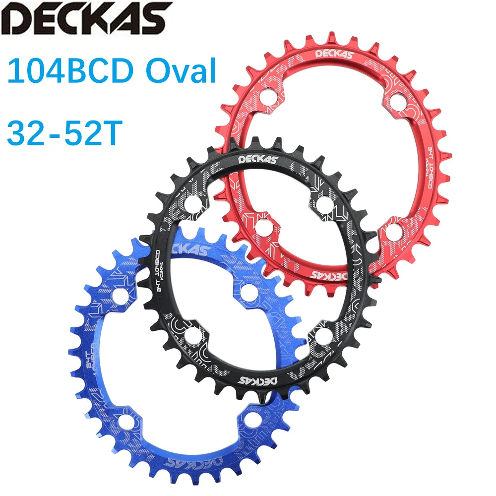 Corona ovale Deckas 104BCD per Shimano MTB anello per catena per bicicletta 32t 34 36 38T ruota dentata ultraleggera ruota dentata 104 bcd