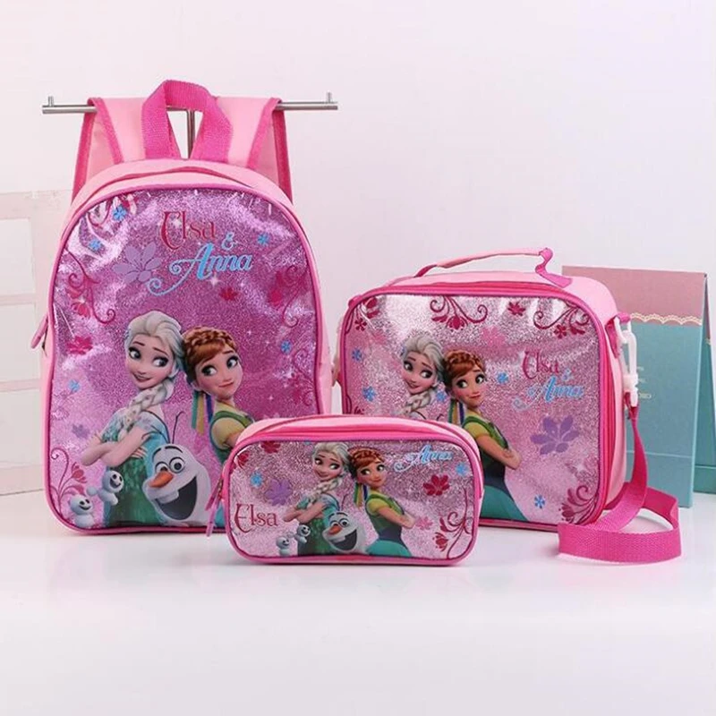 princess Disney children backpack lunch Elsa bag pencil cart
