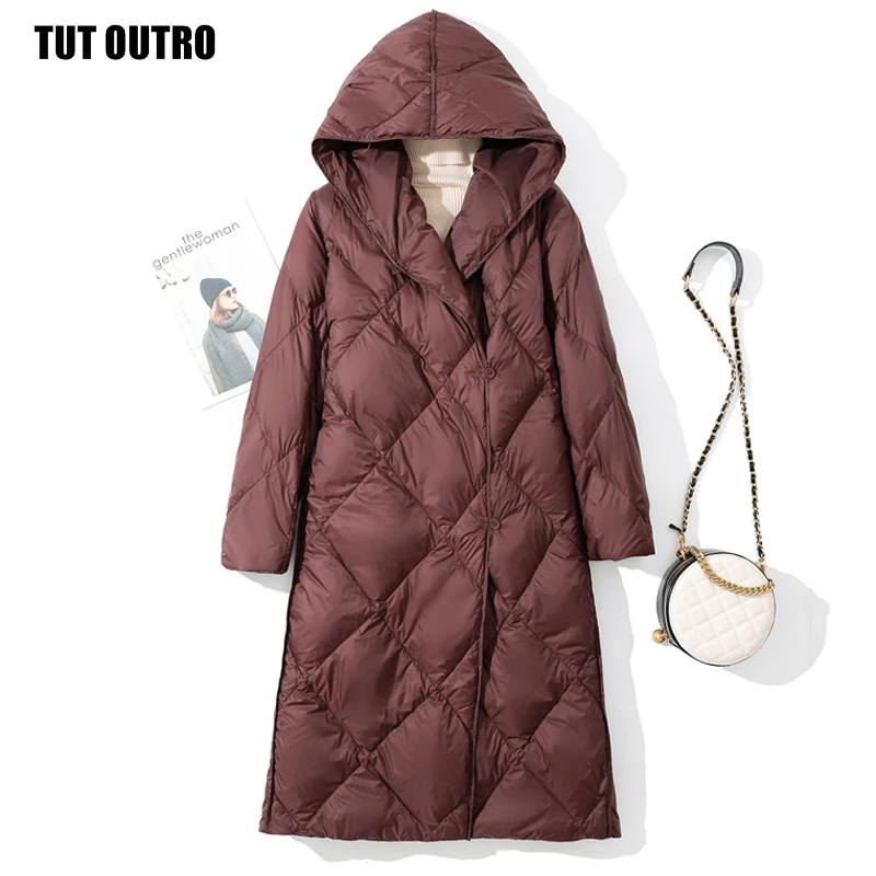 Зимнее женское Утепленное зимнее пуховое пальто светильник - Цена: 4148.1