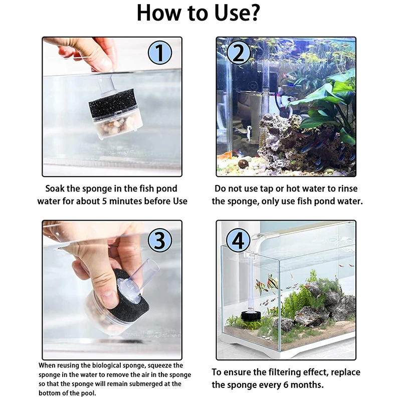 4 шт Пневматический Средний Био фильтр губка аквариум Aqua потока воздушный насос