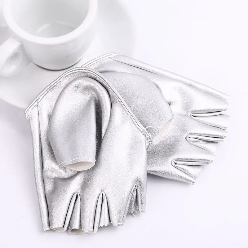 

Fashion Half Finger Fingerless PU Leather Gloves Ladys Driving Show Pole Dance Mittens for Women Men Free Shipping