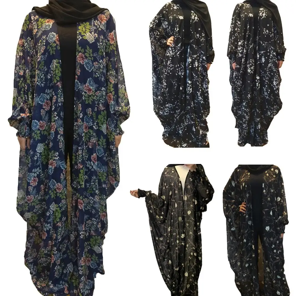 Дубай открытый кардиган абайя jilbaw рукав летучая мышь мусульманское платье