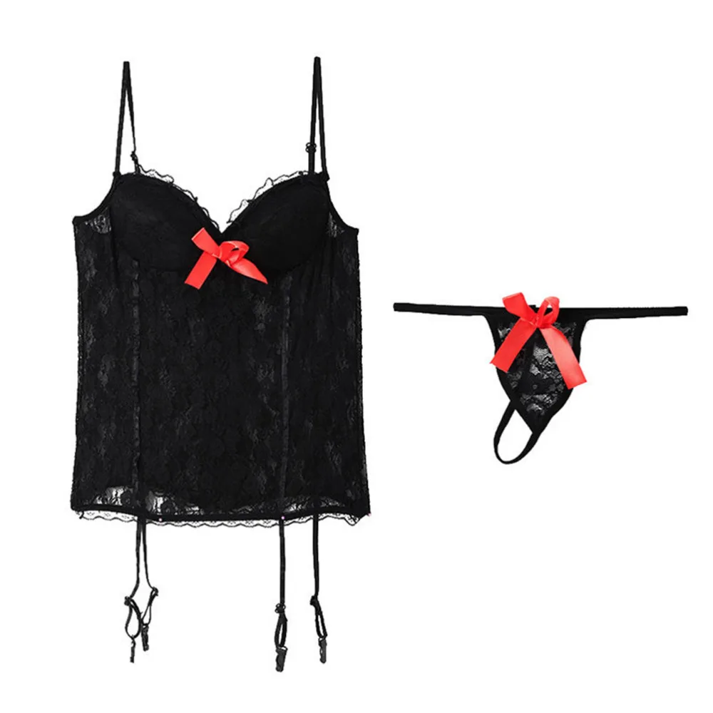 

Sexy Lingerie Women White Red Black Lace Dress+ G string