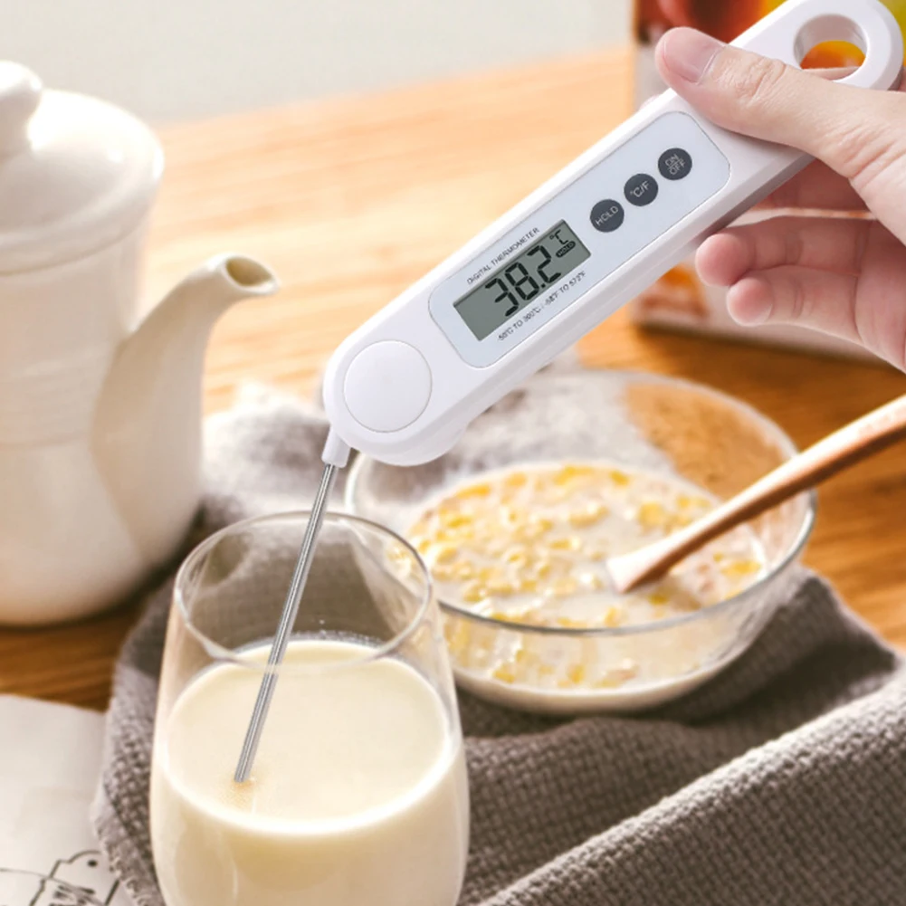 

Foldable Food With Backlight LCD Screen Coffee Milk Instant Read Digital Oil Frying Cooking Meat Thermometer Kitchen Long Probe