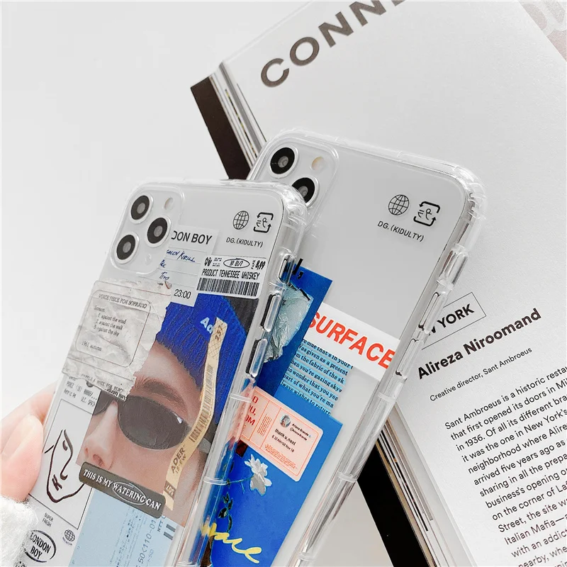 Забавный модный художественный ярлык прозрачный чехол для телефона iPhone 12 mini 11 Pro