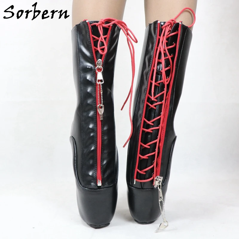 Женские ботильоны на танкетке Sorbern черные балетки унисекс с красным кружевным