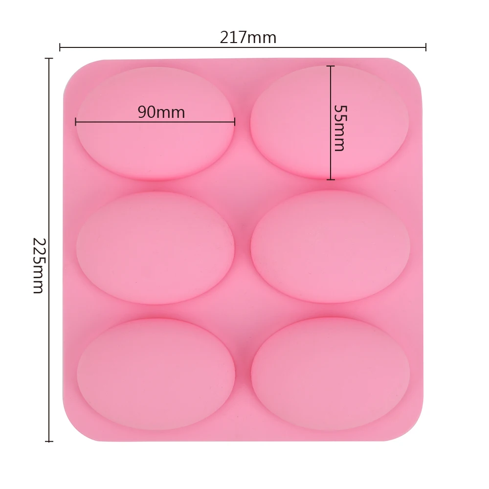 

6 Slots Silicone Soap Mould Baking Tool Oval Shape Fondant Cake Mold Cake Tools Handmade Jelly Maker DIY Cake Decorating