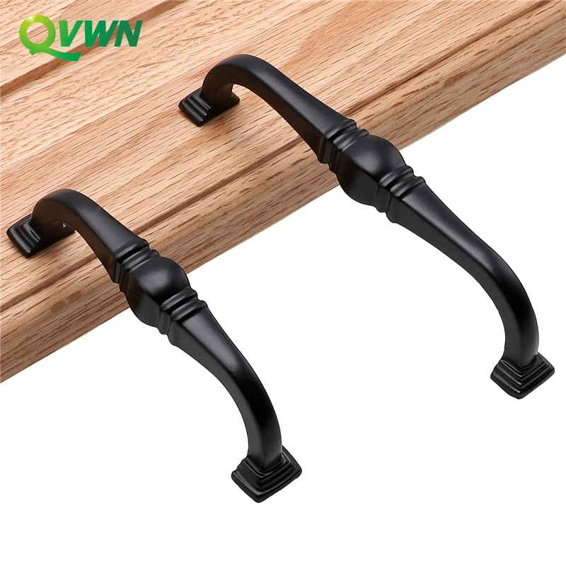 Черные ручки QVWN в американском стиле кухонная дверь шкафа мебель алюминиевые