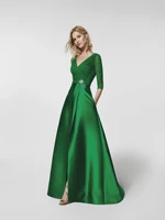 deep v evening dresses long luxury long sleeve slim dress women green split party dresses women evening was10263