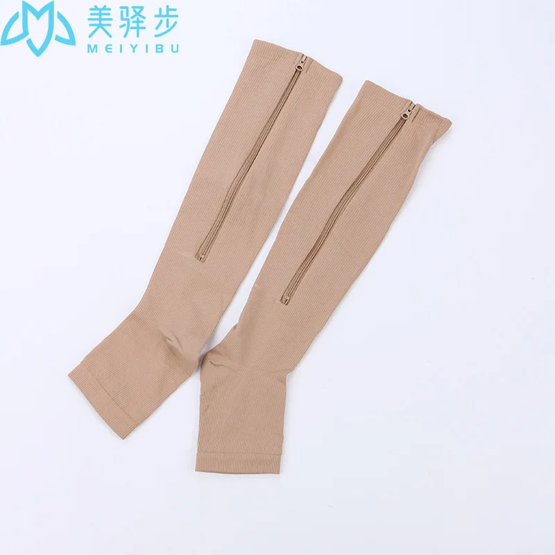 3 PAIRS Copper Zipper Compression Socks Toeless for Women Men 20-30 MmHg Varicose Veins Travel Running Stockings