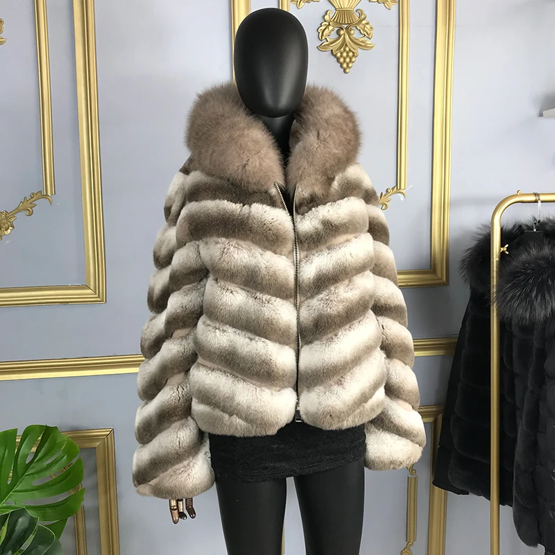 

Зимнее пальто с капюшоном, куртка из кроличьего меха, воротник из лисьего меха, женская новая модная теплая верхняя одежда