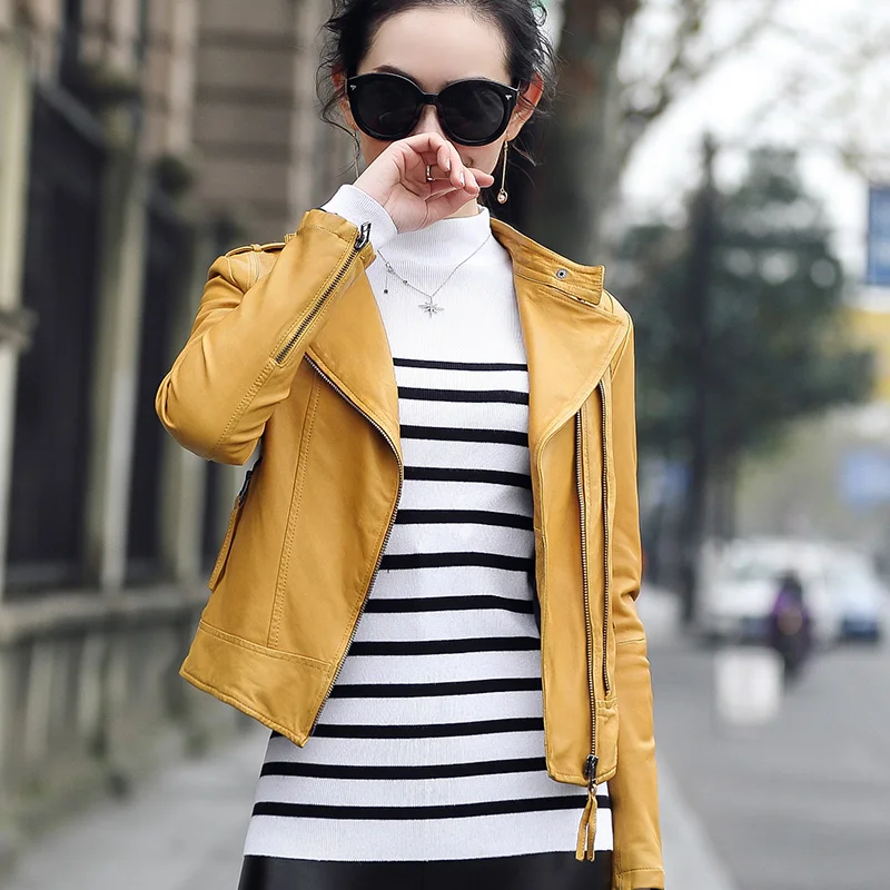 Осень 100% Весна натуральная овчина пальто женское элегантное размера плюс куртка