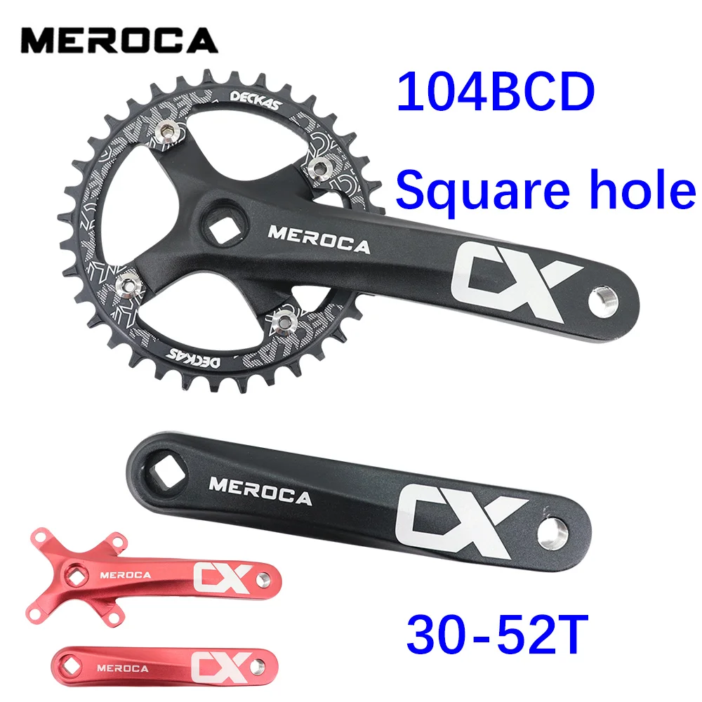 Meroca crankset square hole MTB Bike 104BCD 170mm deckas chainring Mountain Bike 30t 32 34 36 38 40T 1x 2x 1 2 speed