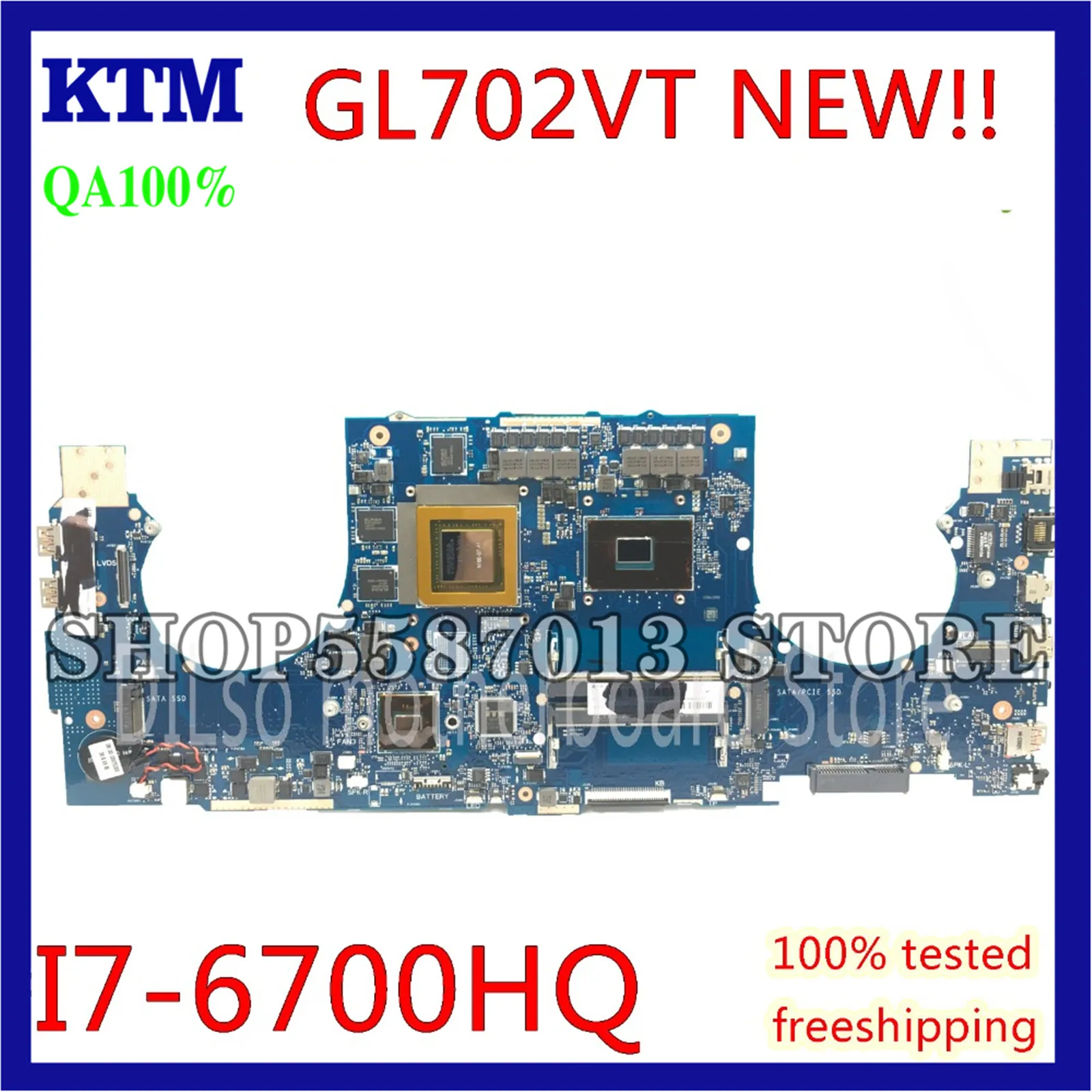 

KEFU GL702VT For ASUS GL702VT GL702 Motherboard I7-6700HQ N16E-GT-A1 GTX970M-3GB Laptop Motherboard Test original work 100%