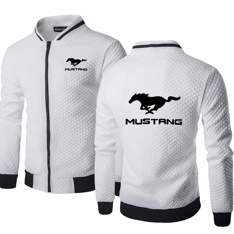 

NEW Men Anime for Mustang Car Logo Print Casual HipHop Harajuku Gradient High Quality Cotton Men's baseball jacket Sweatshirt
