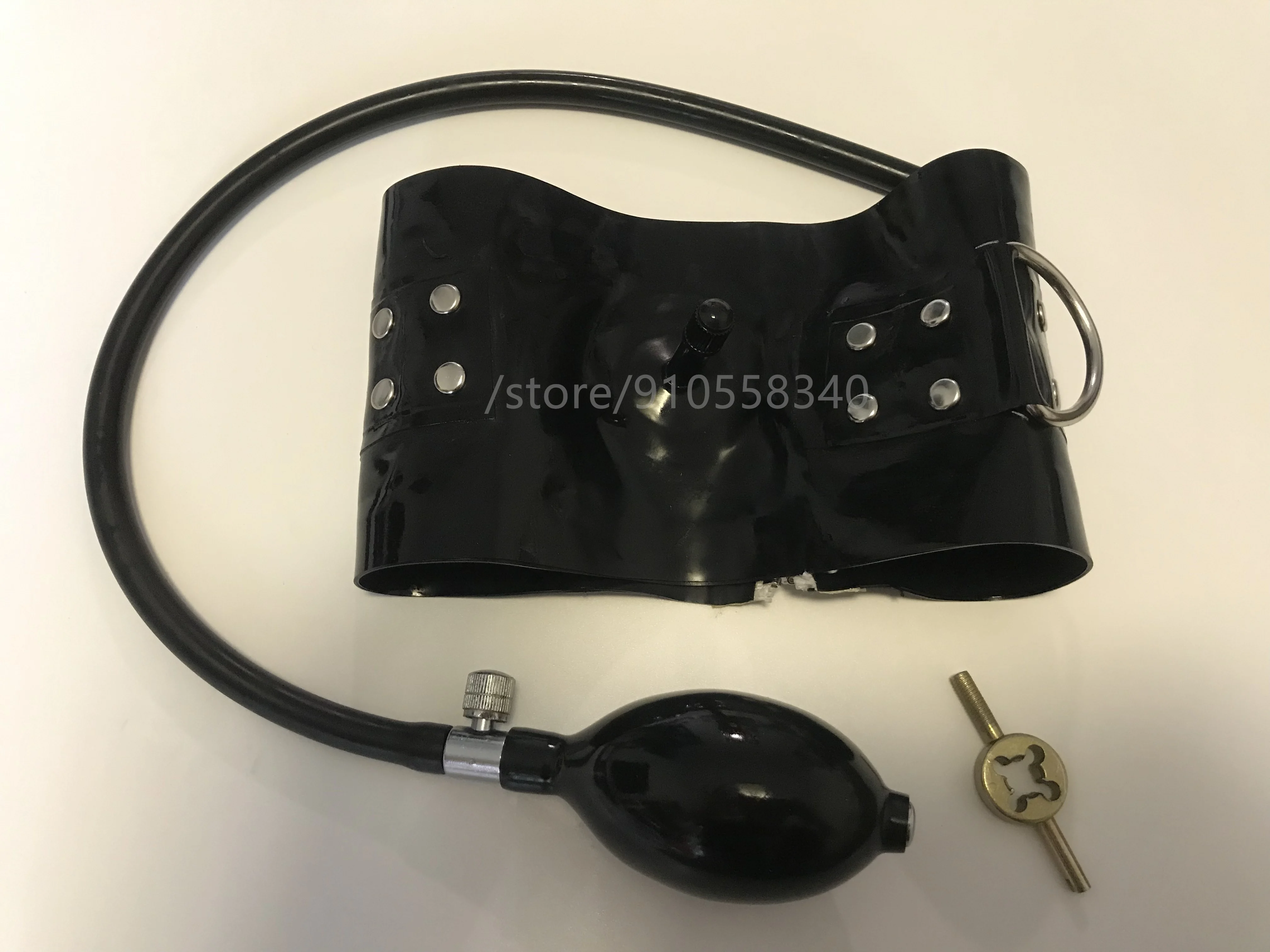 Соблазнительный черный латексный шейный корсет воротник с застежкой-молнией