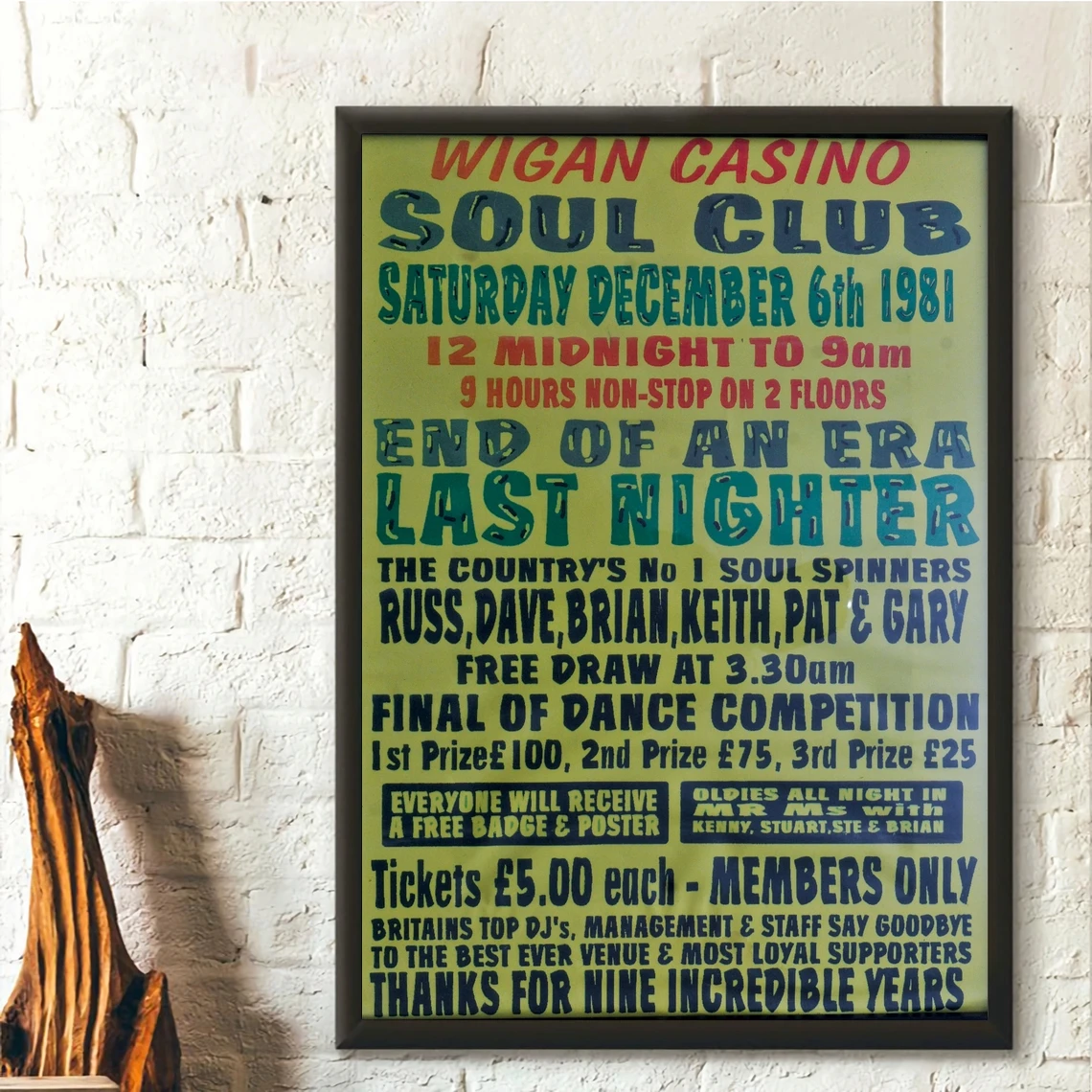 

Винтажная музыкальная фотография Wigan казино Soul Club, украшение для дома, Настенная картина (без рамки)