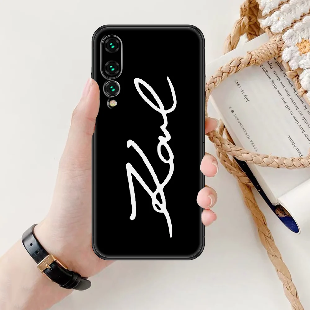 

famous Cartoon Lagerfeld Phone case For Huawei P Mate P10 P20 P30 P40 10 20 Smart Z Pro Lite 2019 black painting coque silicone