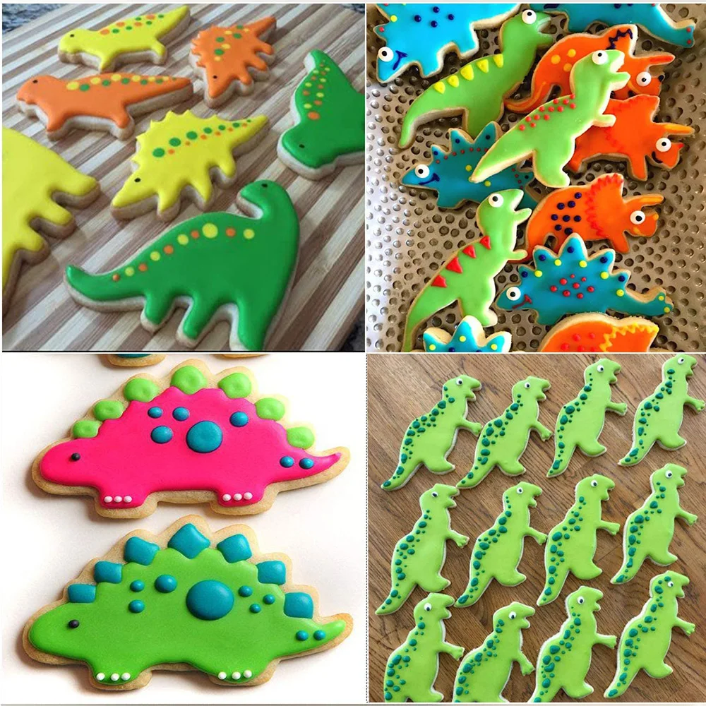 

7Pcs/Set Cookie Cutter Cake Cutting Mold Cute Cartoon Dinosaur Shaped Stainless Steel Tools