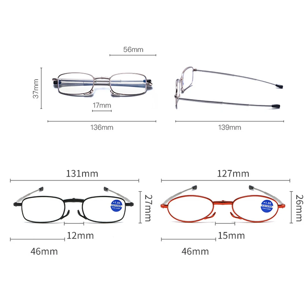 

Hot Fashion Blue Light Proof Reading Glasses Men Women Folding Small Glasses FrameMetal Glasses With Original Box Portable