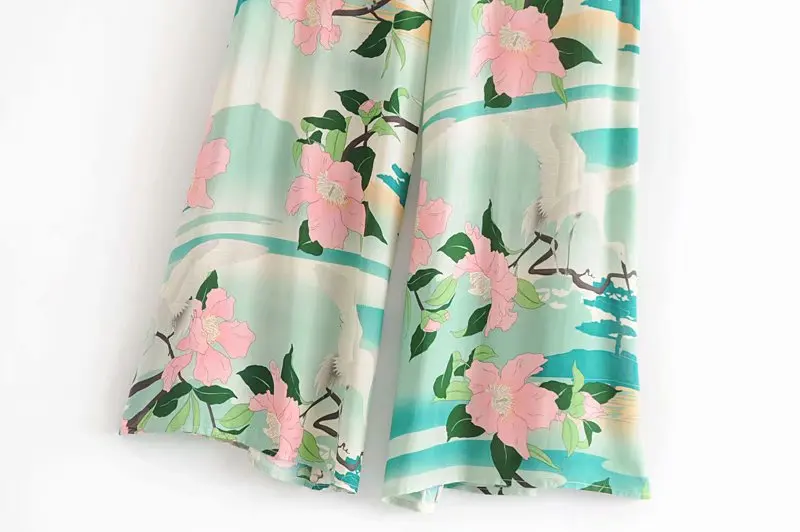 Boho chic happie, женские широкие штаны с принтом Журавля, богемные штаны, женские повседневные свободные длинные штаны из вискозы в стиле бохо, большие размеры