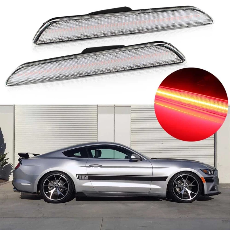 GTinthebox 2 шт прозрачные линзы блестящий красный 48-SMD светодиодный для заднего бампера боковые габаритные огни лампы для-up Ford Mustang