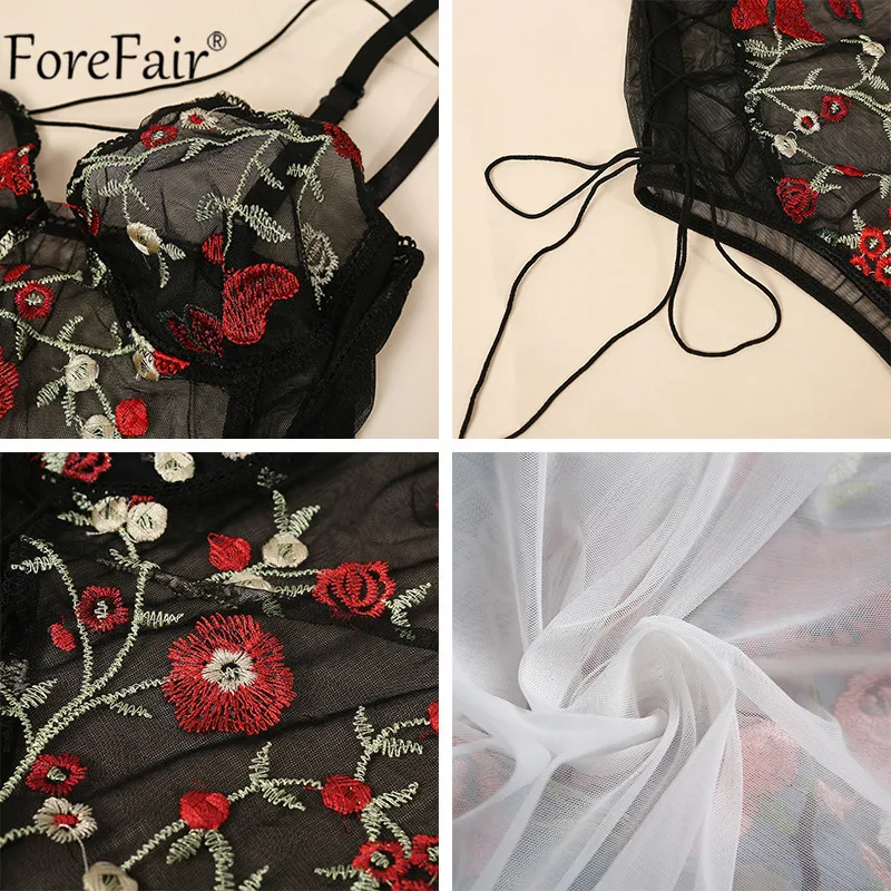 Сексуальное Кружевное боди Forefair летнее черное на бретелях спагетти Бандажное