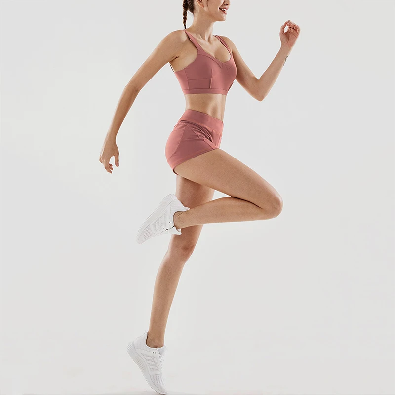 Женский спортивный комплект из 2 предметов однотонный дышащий повседневный