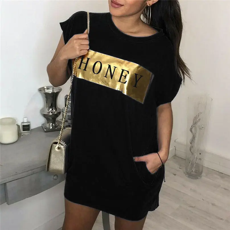 Женские Длинные Топы Блузы с буквенным принтом MIARHB летнее платье футболка