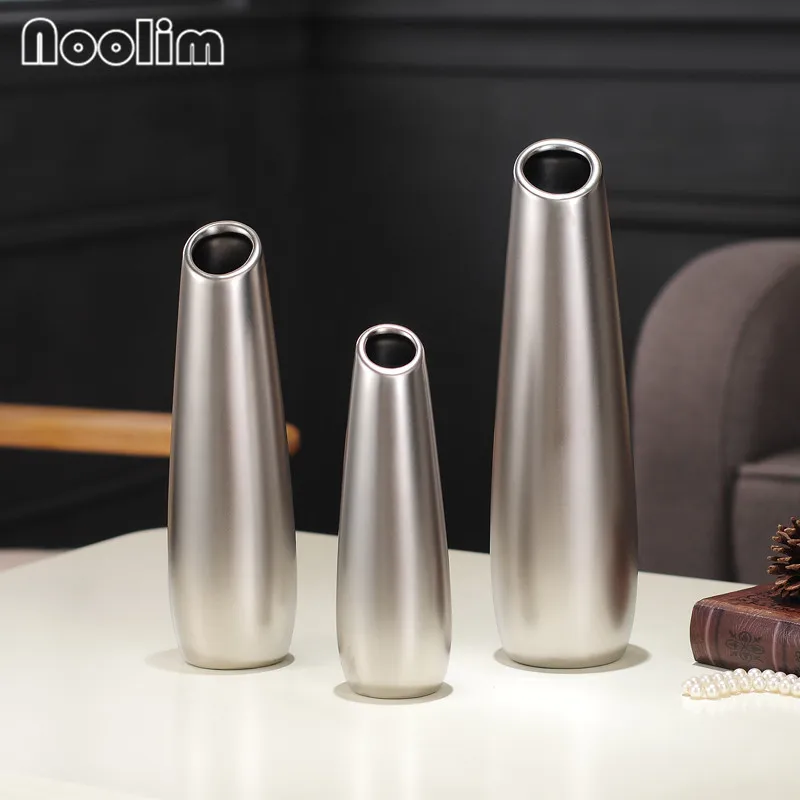 Скандинавская матовая Золотая и серебряная керамическая ваза для цветов