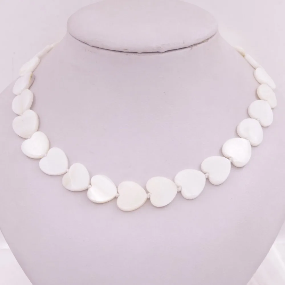 16 мм естественная форма сердца белая перламутровая оболочка ожерелье 18