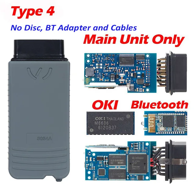 Type 4 Main unit 5054A ODIS v5.1.3 V4.3.3 keygen полный чип OKI Авто OBD2 диагностический инструмент 5054A Bluetooth 5054 сканер кода - Цвет: Type 4 Main unit