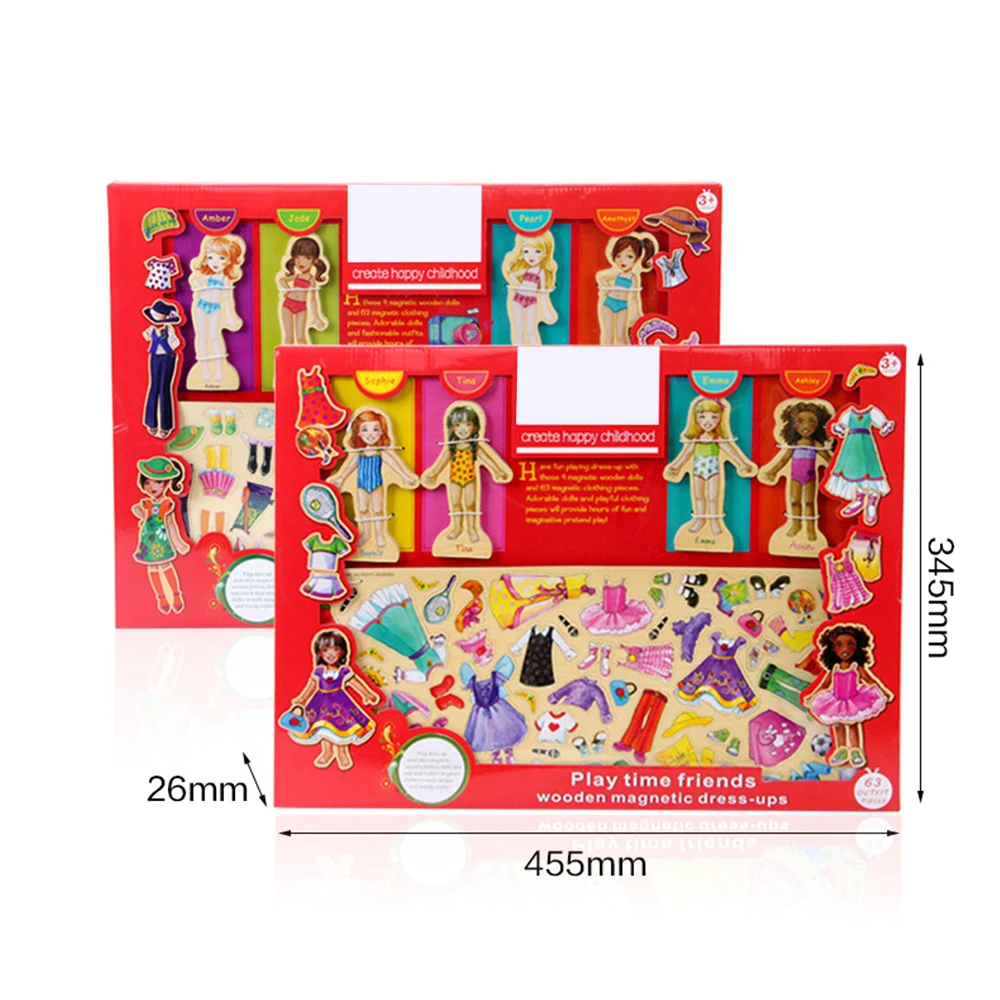 

Pretend Toy 63pcs Lovely Simulation Magnetic Girl Changes Clothes To Dress Up