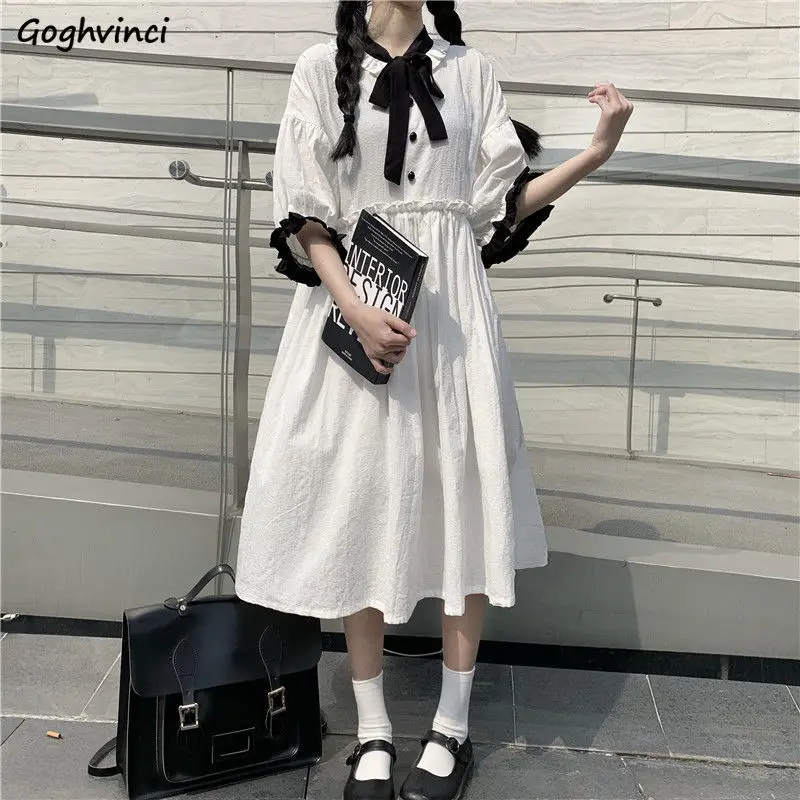 Платье женское свободное в японском стиле милое винтажное шикарное платье